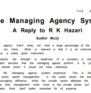 The Managing Agency System: A Reply to R K Hazari