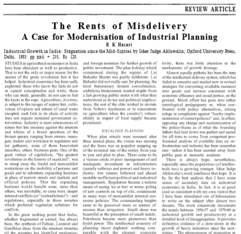 The Rents of Misdelivery A Case for Modernisation of Industrial Planning