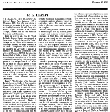 Obituary: R K Hazari