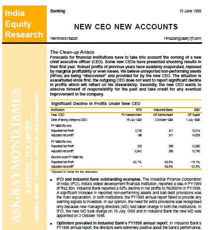 Banking: New CEO New Accounts