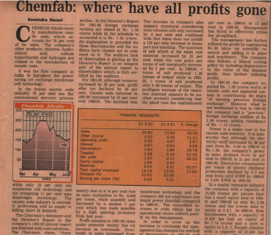 Chemfab: Where Have All the Profits Gone?