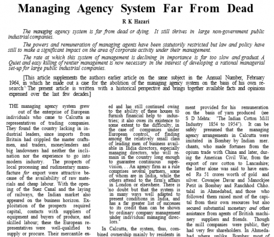 Managing Agency Far From Dead