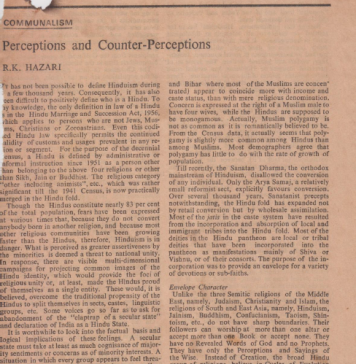 Communalism: Perceptions and Counter-Perceptions